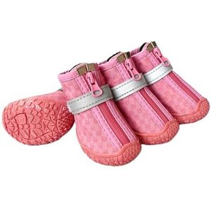 AMKUI Hondenpantoffels, beschermende laarzen voor puppy's, 4 cm, met verstelbare riemen, antislip, waterdicht, mesh-stof, hondenlaarzen voor de winter, sneeuw