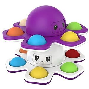 Gezichtsveranderende Octopus Bubble, Vingertop Gyro, Siliconendecompressie, Zintuiglijk Speelgoed Voor Kinderen (wit Of Paars) Octopus gyro-paars