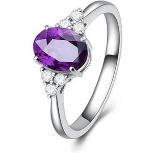 Damesduivenbloed robijnrode ring 18k vergulde roodgroene saffier ingelegde diamanten edelsteen ringarmband (Color : Purple_Openingadjustable)