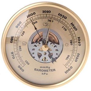 BAWAQAF Barometer, Home Golden Ronde Perspectief Wijzerplaat Weerstatio, 108mm Wandgemonteerde Barometer mmHg/HPa