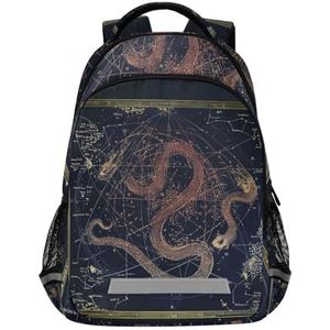 Wzzzsun Leuke Ruimte Zodiac Snake Rugzak Boekentas Reizen Dagrugzak School Laptop Tas voor Tieners Jongen Meisje Kids, Leuke mode, 11.6L X 6.9W X 16.7H inch