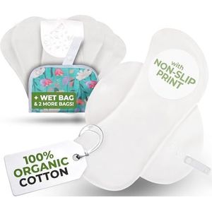 Antislip (Premium) herbruikbare biologische inlegkruisjes voor dames en tieners (klein 7-pack) - ademende, wasbare katoenen inlegkruisjes op hoge temperatuur voor vaginale afscheiding - houden je fris