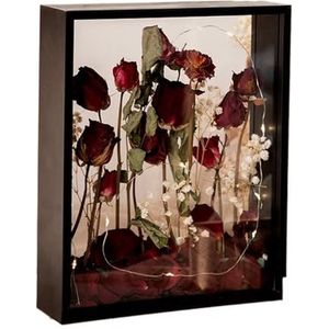 Fotolijsten 3D bloemen fotolijst 4 cm diepe schaduw doos frames boeket display bloem case diep voor bruiloft feest decor geheugen fotolijsten fotolijst (kleur: zwart frame, maat: 15 x 20 cm 8 inch)