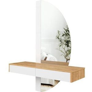 Vicco Beautytisch met licht ""Melisa"", Eiken/Wit, 120 cm met LED-verlichting