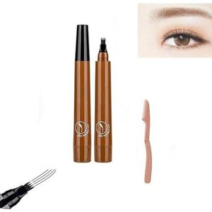 Magische wenkbrauwpotlood, 3D waterbestendige microblading wenkbrauwpotlood, 4-puntige nauwkeurige wenkbrauwpen, fijne lijn wenkbrauwpotlood natuurlijk(Light Brown)