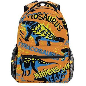 Jeansame Rugzak Schooltas School Tassen Knapzak Rugzak Hippie Dinosaurs Oranje