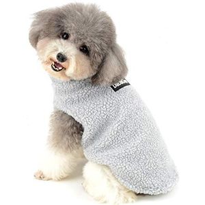 Ranphy Sherpa Fleece Klein Hond Kleding voor Jongens Meisjes Winter Puppy Kat Jas Zachte Vest Outfits Warm Sweater Chihuahua Yorkshire Terrier Parka Kostuum Kleding Leuke Halloween Kerst Kleding, XXL(Back:40cm;Chest:52cm), Lichtgrijs