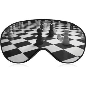 Zwart wit schaakbord slaapmasker, licht blokkerend oogmasker, comfortabel en zacht, oogbedekking met elastiek, geschikt voor mannen en vrouwen, geschikt voor reizen en slapen