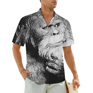 Bigfoot Sasquatch herenshirt met korte mouwen, strandshirt, Hawaïaans shirt, casual zomershirt, 2XL