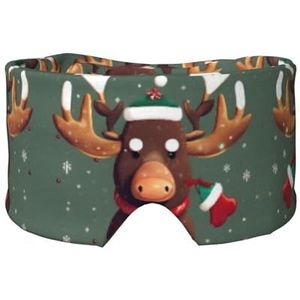 Grappige kerst eland hoofd print slaap oog oor masker zachte en comfortabele oogblinder blinddoek schaduw voor mannen vrouwen