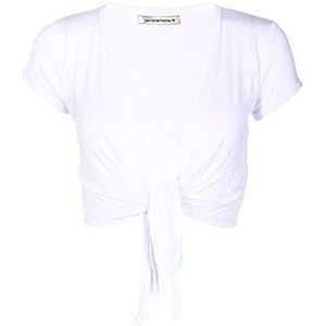 Janisramone Womens Dames Nieuwe Korte Cap Sleeve Plain Bolero Front Tie Shrug Bijgesneden Stretchy Cardigan Top