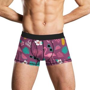 Flamingo And Pineapple herenondergoed, ademende boxershort, zachte onderbroek, L
