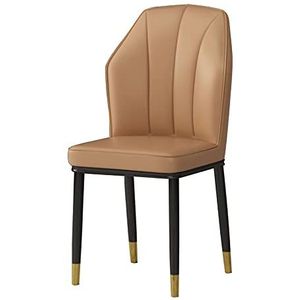 GEIRONV 1 stuks eetkamerstoelen, waterdicht PU Lederen zijstoel met metalen poten keuken woonkamer lounge teller stoelen Eetstoelen (Color : Camel)