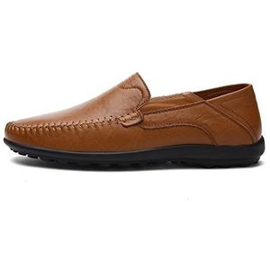 Comodish Mens Loafers Shoe Moccasins Shoes Round Toe Simple Faux Leather Comfortable Lightweight Slip Resistant Wedding Slip-on (Color : Red Brown, Size : 41 EU)