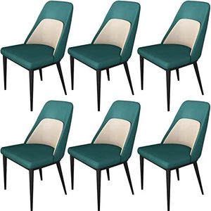 GEIRONV Moderne eetkamerstoelen set van 6, kunstlederen zitting van microvezel met metalen poten keukenstoelen woonkamer zijstoelen Eetstoelen (Color : Green, Size : 53x44x88cm)