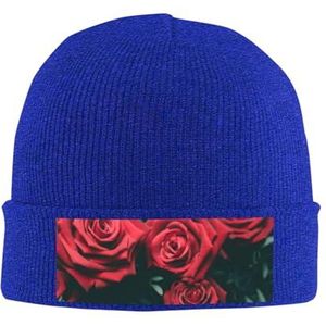 ESASAM Rode roos gebreide muts - acryl gebreide muts met geribbelde textuur - gezellige winter hoofddeksels gebreide muts warme pet geïsoleerde hoed buiten hoofddeksels slouchy beanie, Blauw, one size