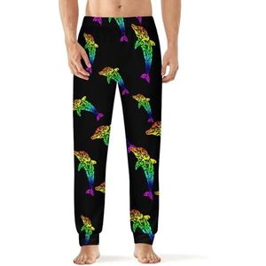 Rainbow Dolphin Herenpyjama, zachte loungebroek met zak, slaapbroek, loungewear