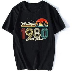 Vintage 1980 Limited Edition T-Shirt Men Novelty T Shirt Cotton Old Birthday Gift Tshirt Urban Tee Top Streetwear Harajuku Black T-shirts & overhemden(Large)