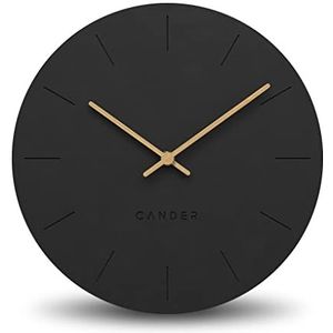 Cander Berlin MNU 2630 S Wandklok, MDF, geruisloos, zonder tikkende geluiden, 30 cm, analoog, woonkamer, modern, vintage, zwarte houten wijzer