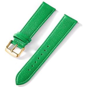 LQXHZ Palm Bedrukte Lederen Band Echte Koeienhuid Horlogeband Handgemaakte Blauw Geel Bruin Bruin Heren Dameshorloge Armband (Color : Green gold buckle, Size : 15mm)