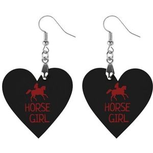 Paard Meisje Leuke Hartvormige Hanger Oorbellen Voor Vrouwen Lichtgewicht Houten Oorbellen Mode-sieraden Geschenken