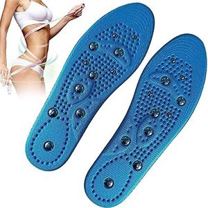 jalkahierontatyynyt, Afslankende inlegzolen, pijnverlichtende schoenzolen, draagbare acupressuur inlegzolen, magnetische massagezolen for vrouwen en mannen(Blue,L)
