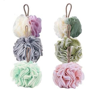 Bad Douche Spons Loofahs, Body Scrubber Mesh Poef Ball, Exfolieren, Reinigen, Kalmeren Huid, 6 Pack