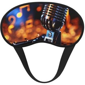 Microfoon met muzieknoten slaapmasker, zacht, comfortabel oogmasker met verstelbare riem, verduisterend, oogslaapschaduwhoes voor vrouwen, meisjes, mannen, reizen, yoga, dutje in ploegendienst