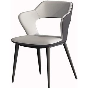 GEIRONV Moderne waterdichte technische stoffen eetkamerstoelen, stoelen met koolstofstalen frame, uitgeholde rugleuning, gewatteerde zachte zitting, woonkamerstoel Eetstoelen (Color : Light gray, Si