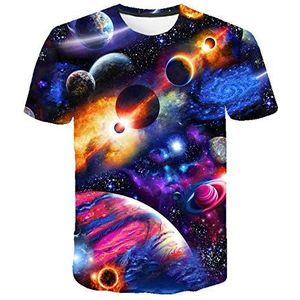 Unisex 3D Kleurrijke planeet patroon voor Mannen Volwassen 3D Print Zomer Korte Mouw T-shirts Casual Tops Tees-3XL