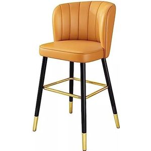 Barkrukken Barkruk Van PU-leer, Aanrechthoogte, Krukken, Aanrecht, Eetkamerstoelen Met Metalen Poten Voor Eetcafé In De Keuken Barkrukken Set Van 2 (Color : Orange, Size : Sitting Height 60cm)