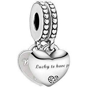 Pandora Charm hanger hart zilver""Lucky to have you"" 799321C01