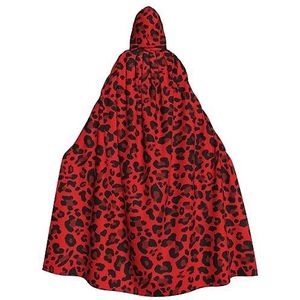 Bxzpzplj Rode mantel met luipaardpatroon voor mannen en vrouwen, carnavalskostuum, perfect voor cosplay, 185 cm
