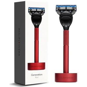 Bolin Webb Generatie Scheermes - Scheermesjes Gilette Fusion5 ProGlide - Aluminium Standaard - Bekroond Product - Rood