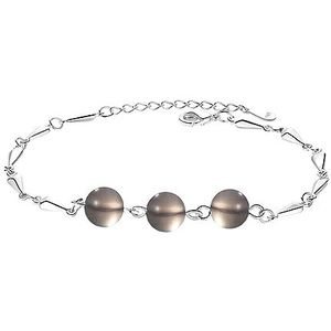 Armbanden S925 Sterling zilveren armband grijze agaat kristal kralen armband verlovingsfeest sieraden cadeau compatibel met vrouwen Kleding, schoenen en sieraden