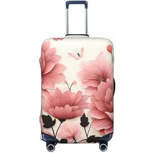 NONHAI Reisbagagehoes, roze bloemenpatroon spandex kofferbeschermer, wasbare bagagehoezen, elastische krasbestendige bagagehoes, beschermer, geschikt voor bagage van 45-72 cm, Zwart, L