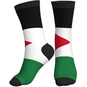 PPHGUT Jordaanse Vlag Print Volwassenen Mid Tube Sokken Ademend Sport Running Gym Training Jogging Activiteiten, Zwart, One size