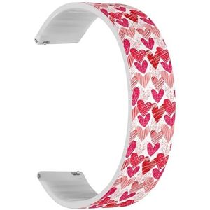 RYANUKA Solo Loop Strap Compatibel met Amazfit Bip 3, Bip 3 Pro, Bip U Pro, Bip, Bip Lite, Bip S, Bip S lite, Bip U (Red Hearts On) Quick-Release 20 mm Stretchy Siliconen Band Strap Accessoire,