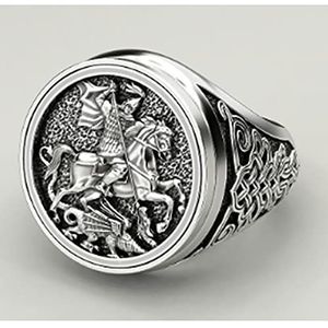 Vintage Sovereign Ring Mannen Portret Goud Romeinse Cavalerie Dragon Nordic Mythology Viking Sieraden,A,13