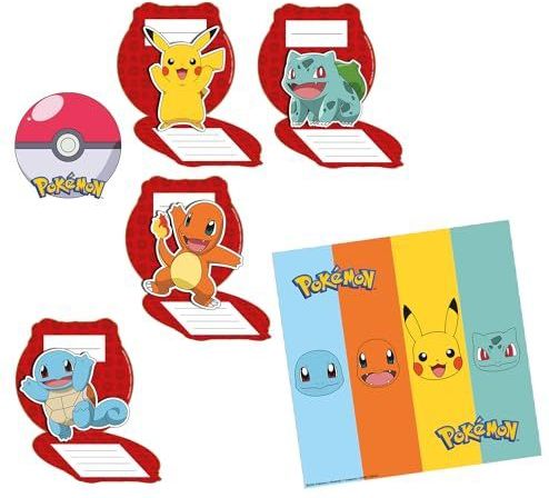 Amscan 9917116 - Pokémon Kids Verjaardagsfeest Uitnodigingen & Enveloppen - 8 Pack