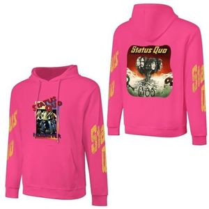 LSMCCOTP Sta-tus Logo Qu-o Katoenen Hoodie Pullover Heren Lange Mouw Sweatshirt Met Zak Voor Mannen Zachte Zwarte Hoody Basic Casual Fans Merch 3XL, Magenta-stijl, 5XL