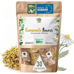 ORIGEENS Infusion Biologische kamille uit Europa, 30 piramides, losse infusie, biologische thee voor slaap en spijsvertering, Duitse kamille, wilde kamille bio