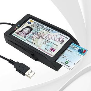 Internavigare CIE + CRS/CNS - Contact and Contactless Card Reader om te lezen CIE 3.0, gezondheidskaart, digitale handtekening, USB-aansluiting, compatibel met Windows, Mac, Linux
