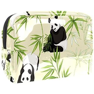 Panda Bamboe Print Reizen Cosmetische Tas voor Vrouwen en Meisjes, Kleine Waterdichte Make-up Tas Rits Pouch Toiletry Organizer, Meerkleurig, 18.5x7.5x13cm/7.3x3x5.1in, Modieus