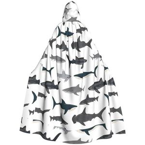 WURTON Haaien Nautische Print Hooded Mantel Unisex Volwassen Mantel Halloween Kerst Hooded Cape Voor Vrouwen Mannen
