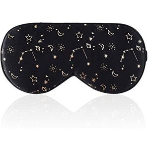 townssilk Zijden slaapmasker met verstelbare riem, comfortabel en superzacht oogmasker Ultimate Sleeping aid Golden starrysky Black