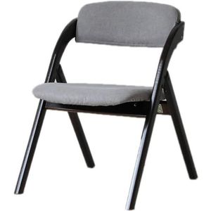GEIRONV Massief houten opvouwbare stoel, nordic stoel kantoor stapelbare volwassen stoel donkerbruin frame thuis rugleuning stoel opvouwbaar dineren Eetstoelen ( Color : Smoke Gray Cloth , Size : 91*5