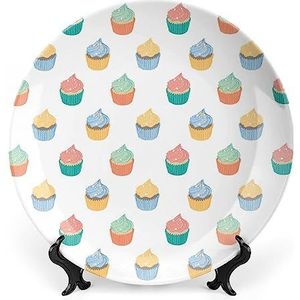 Delicious Cup Cake Cream Funny Bone China Decoratieve Platen Craft met Display Stand Opknoping Wall Art Decor 10 inch