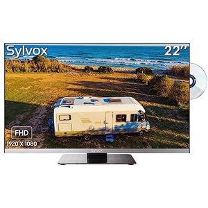 SYLVOX TV 22 inch 1080p FHD, HD-tv met geïntegreerde dvd-speler, DVB-T2/S2, USB, HDMI, tv-adapter 12 volt, ideaal voor campers, caravans, vrachtwagens