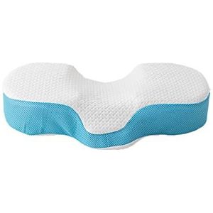 Cervicaal traagschuimkussen for nek- en schouderpijn, nekcontourkussen om te slapen, contourkussen met massagedeeltjes Bamboe luchtgat(Blue)